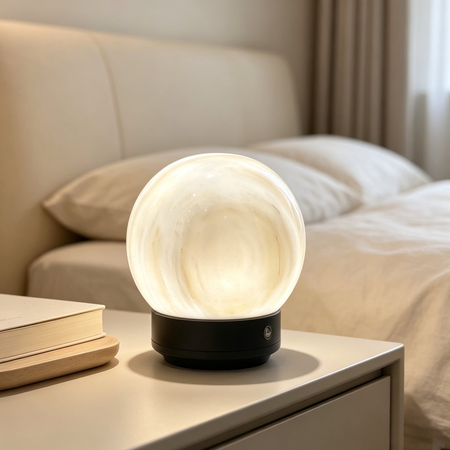 Marble Moon Touch lamp(Grey Base)