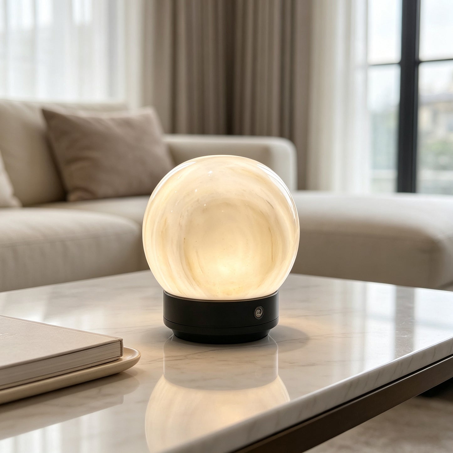 Marble Moon Touch lamp(Grey Base)