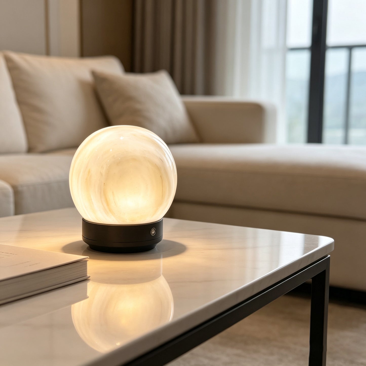 Marble Moon Touch lamp(Grey Base)