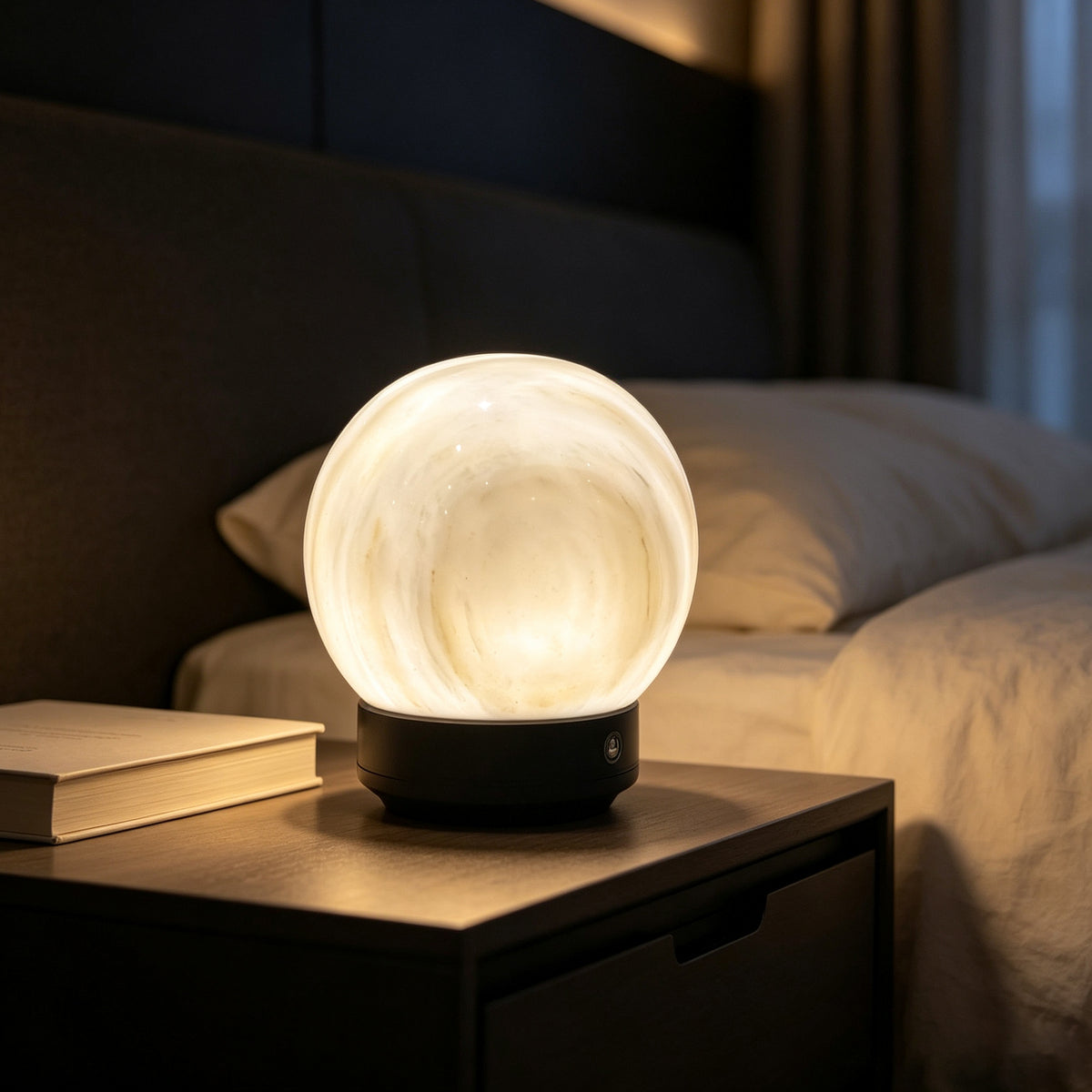 Marble Moon Touch lamp(Grey Base)