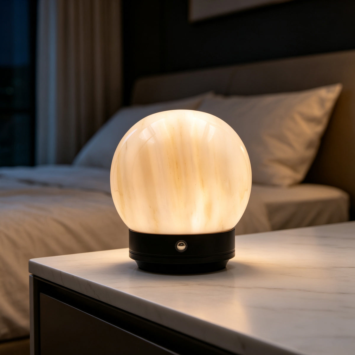Marble Moon Touch lamp(Grey Base)