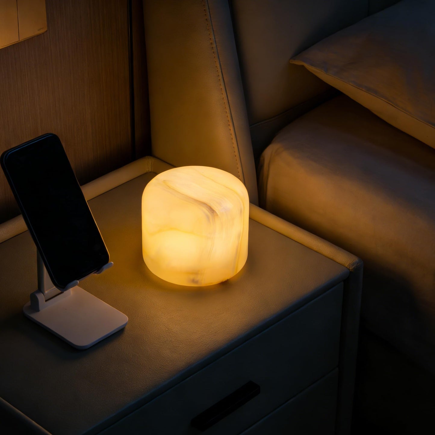 Marble Table Lamp USB-C Bedside Lamp Ambient Lighting for Bedroom Night Light LED Ambient Portable and Rechargeable (Eastern Jade Glow)