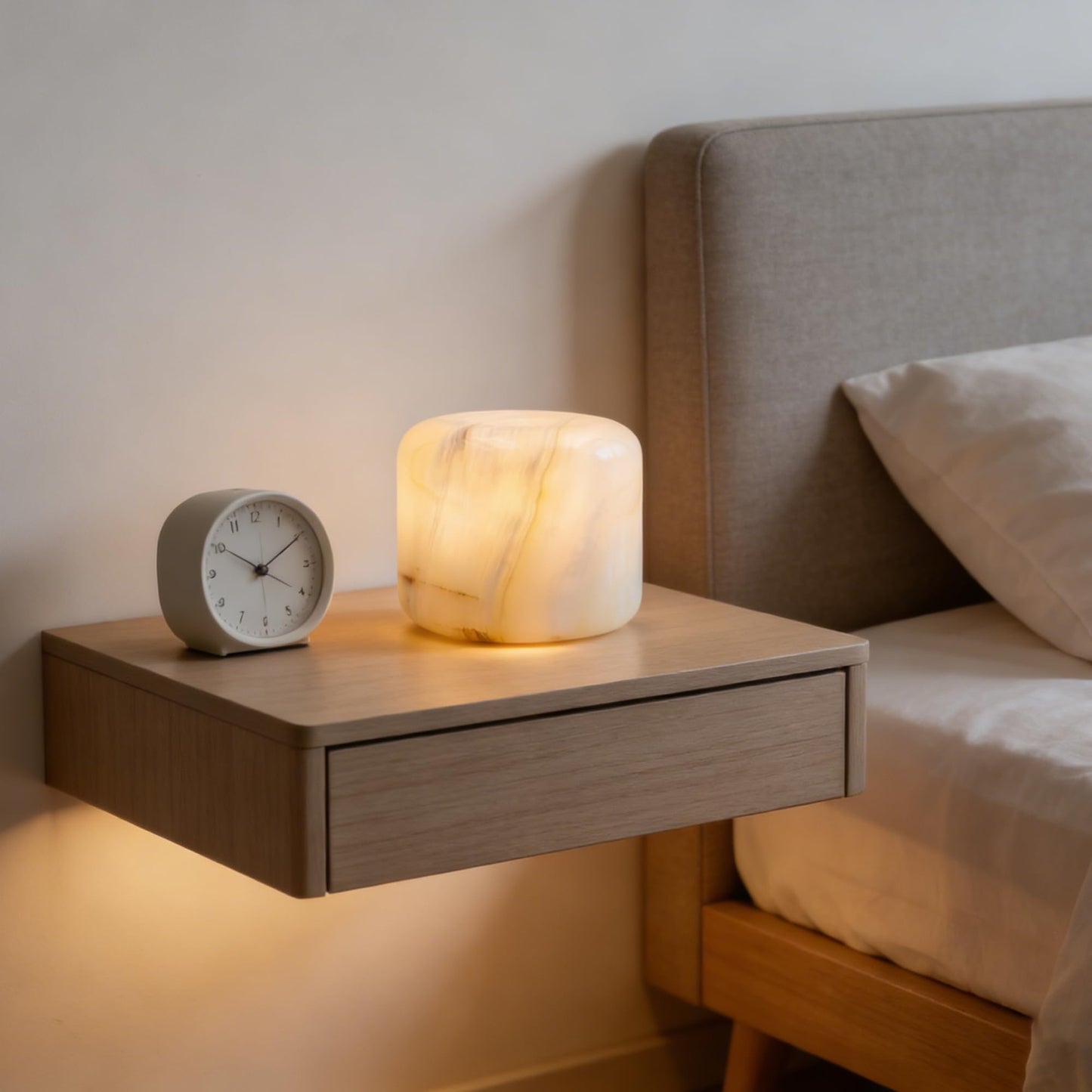 Marble Table Lamp USB-C Bedside Lamp Ambient Lighting for Bedroom Night Light LED Ambient Portable and Rechargeable (Eastern Jade Glow)
