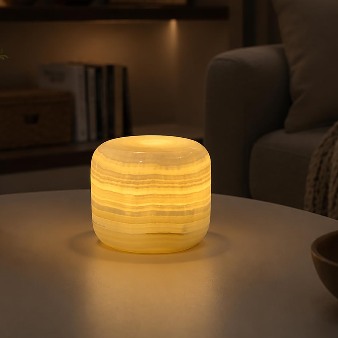 Marble Table Lamp USB-C Bedside Lamp Ambient Lighting for Bedroom Night Light LED Ambient Portable and Rechargeable (Eastern Jade Glow)