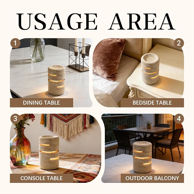 Roman Travertine Cordless Touch Lamp Marmor