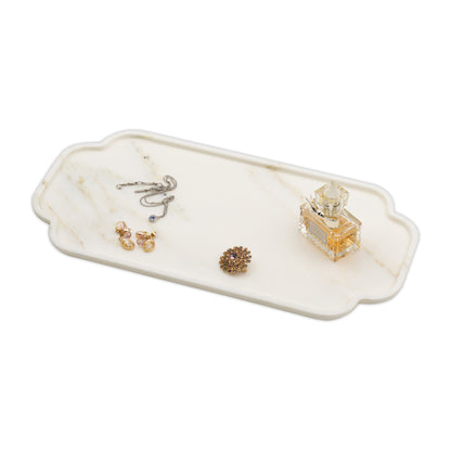Marmor White Gold Marble Oval Vanity Tray 40cm – Natural Stone Bathroom Decor Marmor