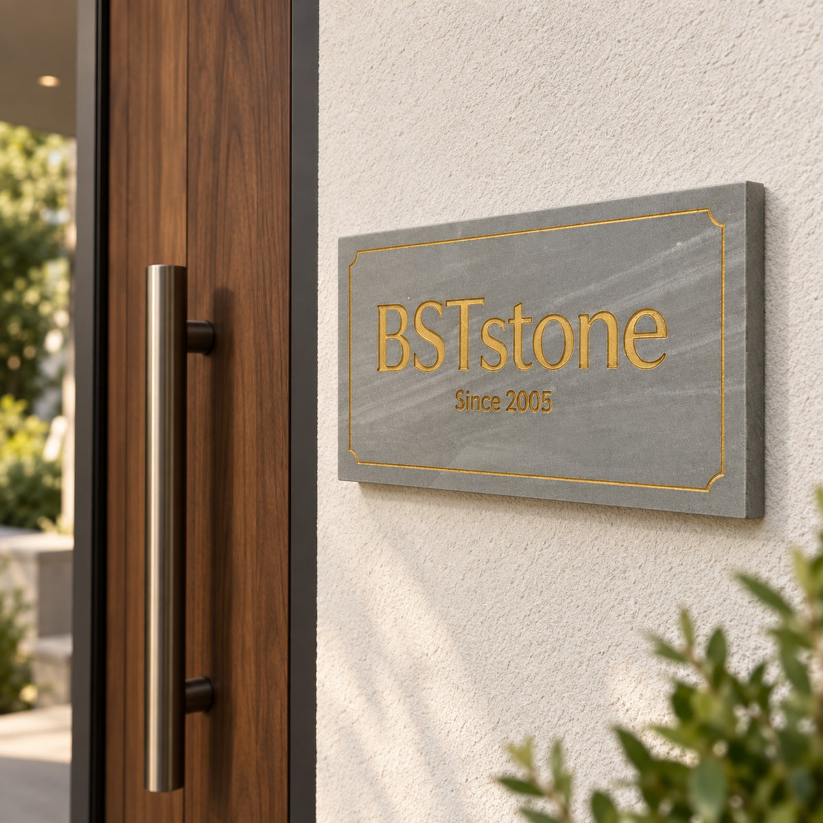 Custom Handcrafted Natural Stone Carved Doorplate | Personalized House Plaque Marmor