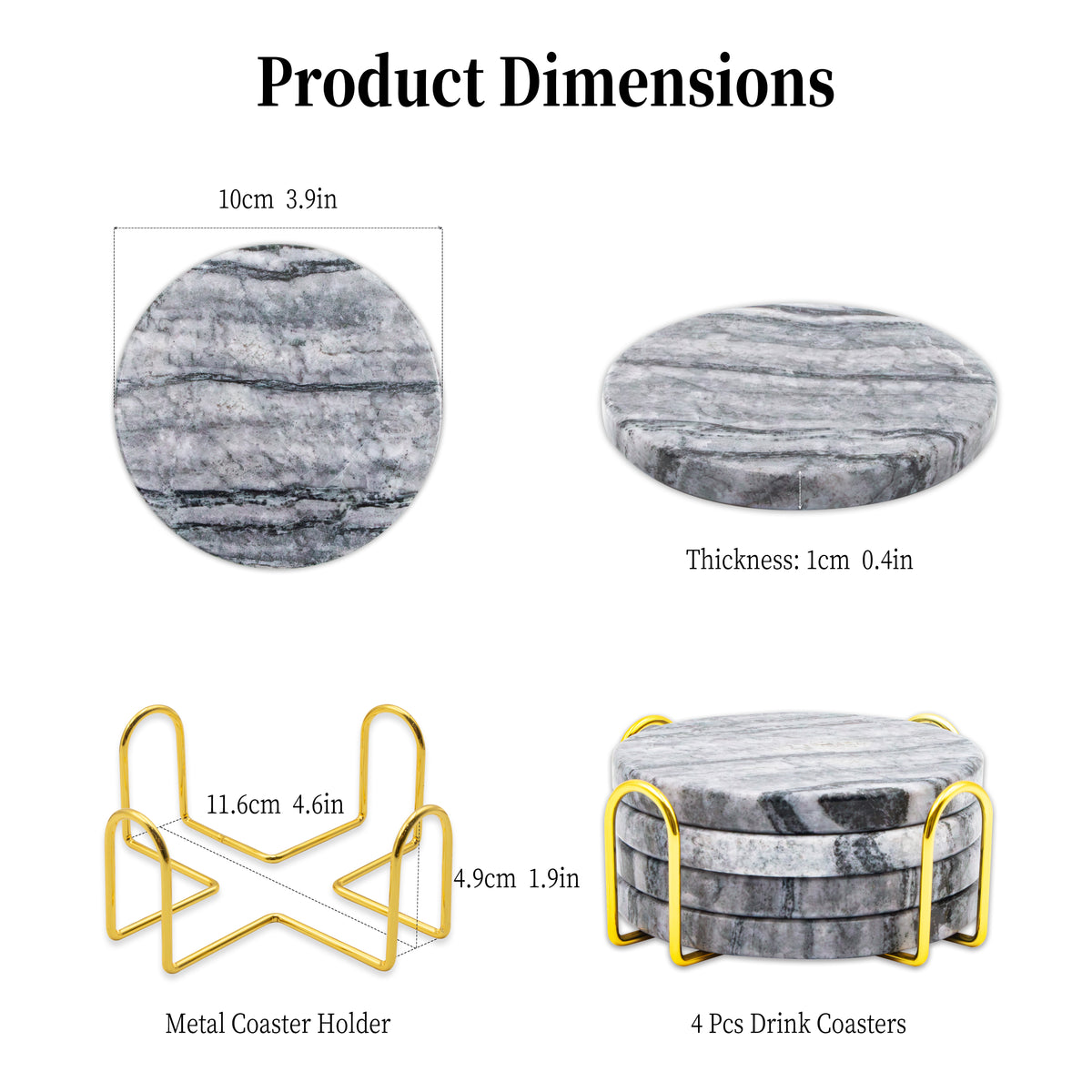 Handcrafted natural marble coaster with wood grain design