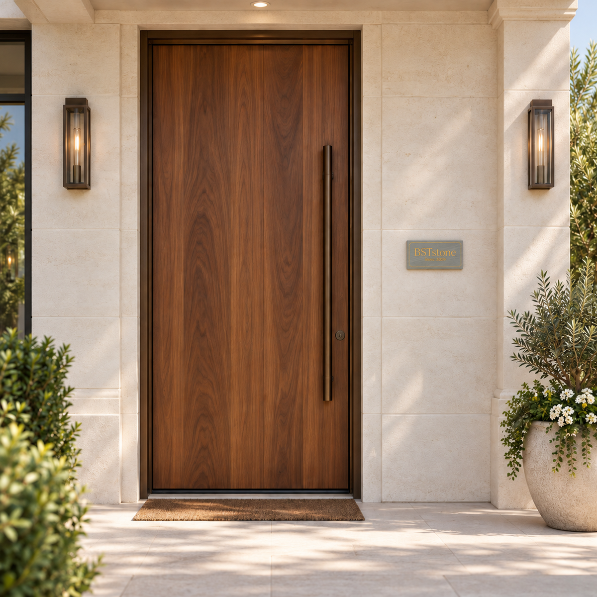 Custom Handcrafted Natural Stone Carved Doorplate | Personalized House Plaque Marmor