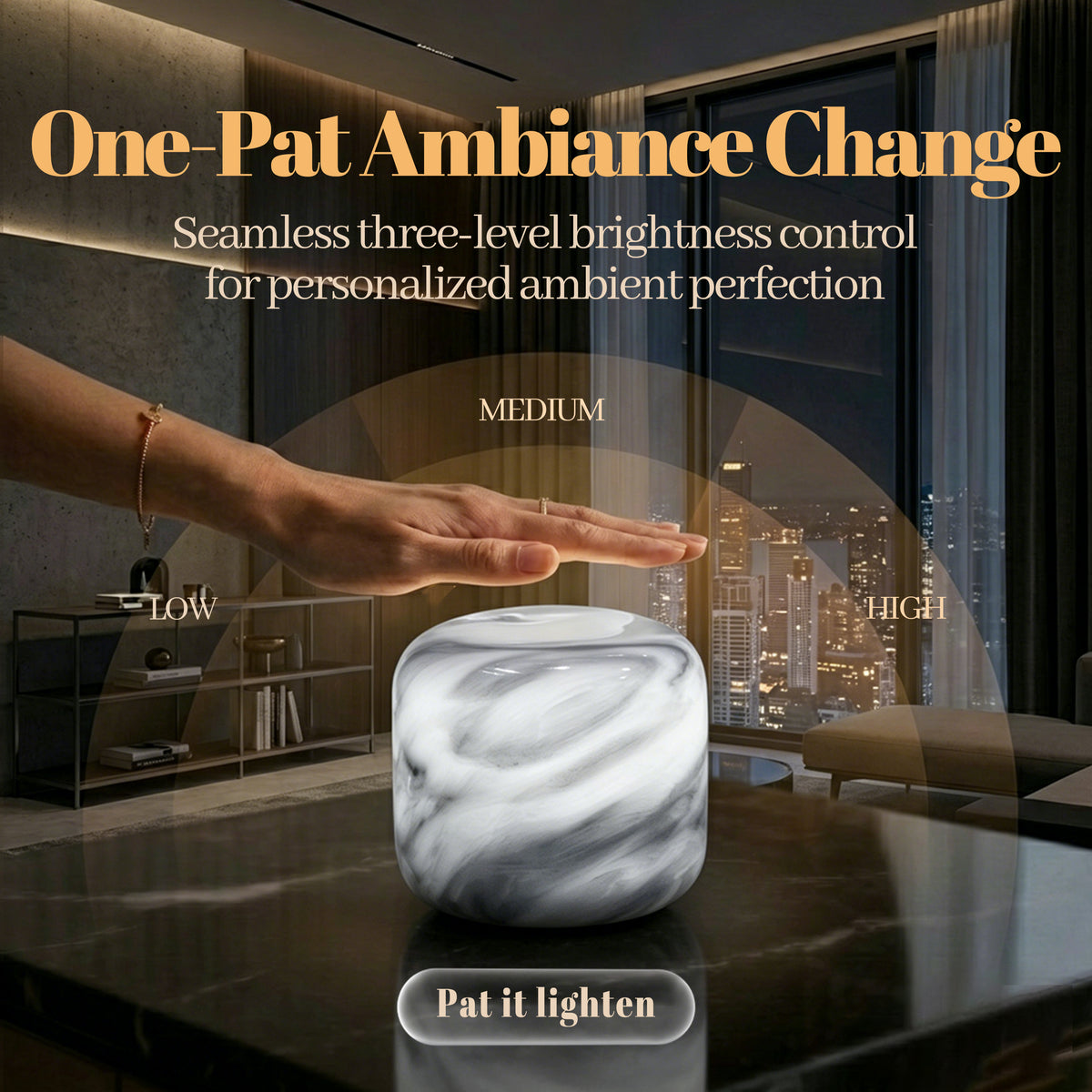 Marmor Cloudy White Natural Marble Touch Lamp Marmor
