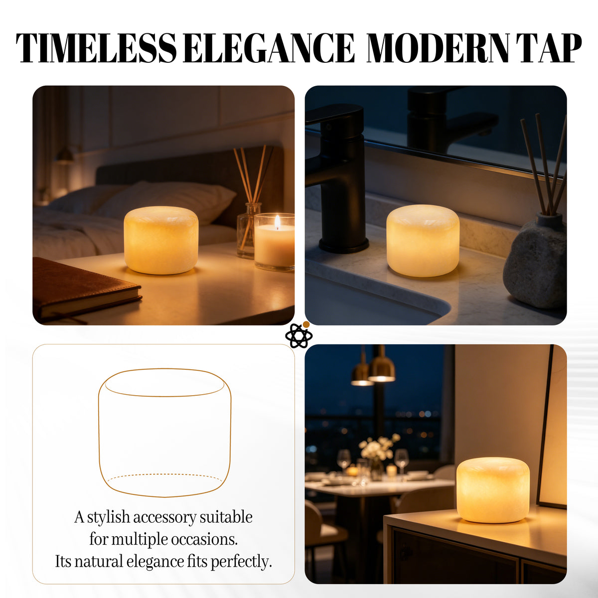 Peach Jade Marble Cordless Touch Lamp Marmor