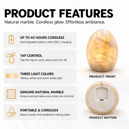 Natural Marble Egg Ambient Lamp Marmor
