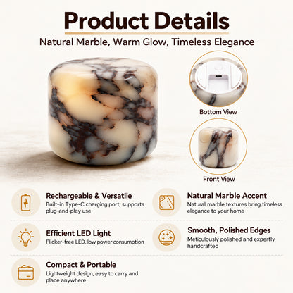 Natural Carrara Purple Marble Ambient Lamp Marmor