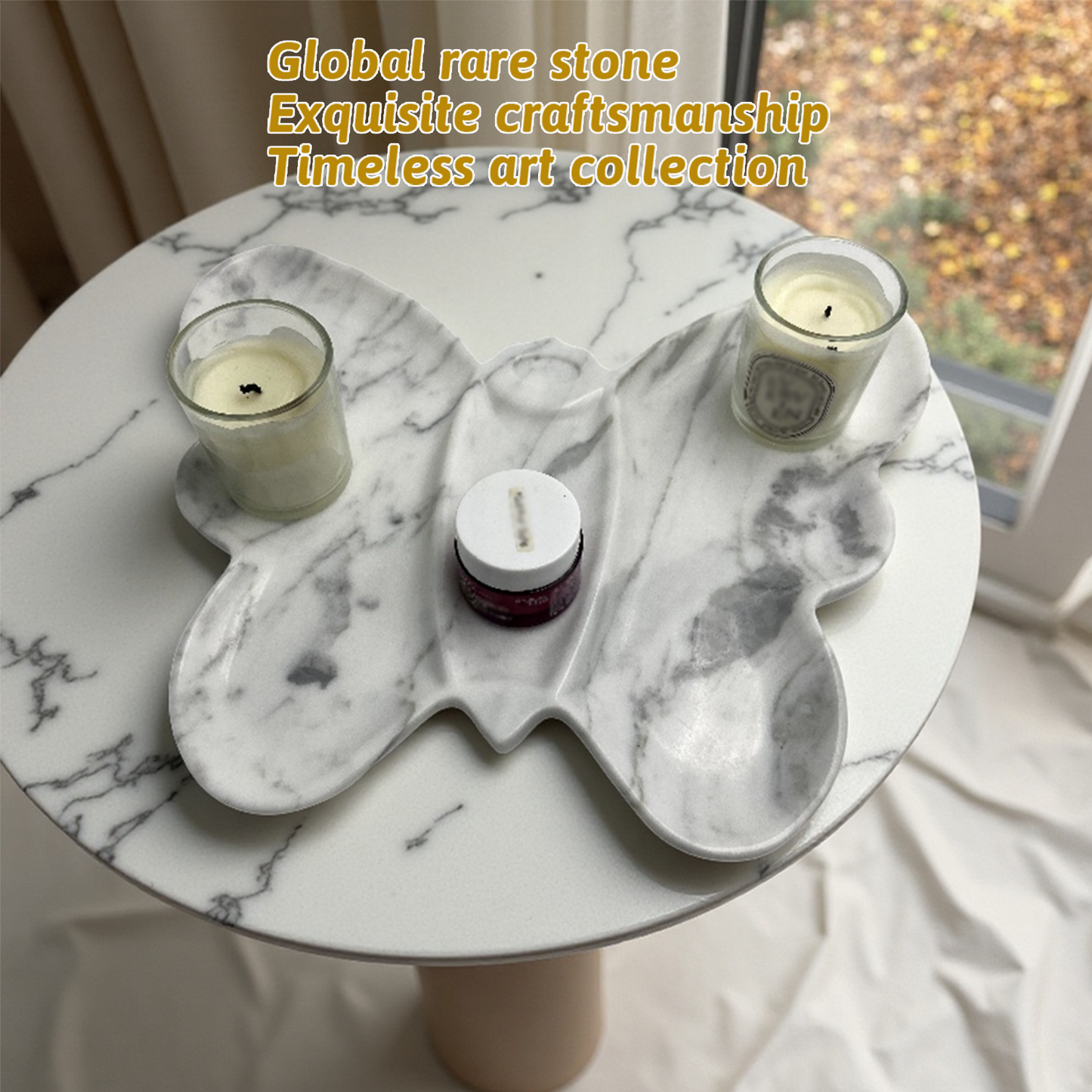 Marmor Real Natural Marble Bathroom Tray for Perfume, Candles, Jewelry Stone Vanity, Bathroom & Kitchen Counter Organizer and Home Decor Statuario White