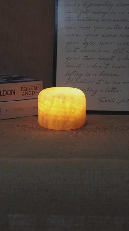 Natural Peach Jade Marble Touch Lamp
