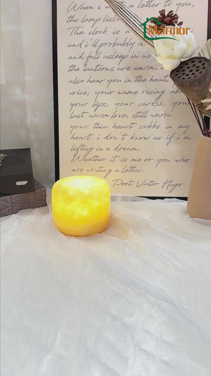 Natural Golden Jade Marble Lamp – Touch Control and Portable Design