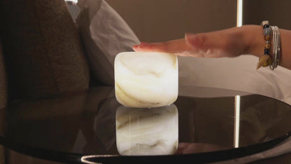 Natural Cloudy White Marble Touch Lamp