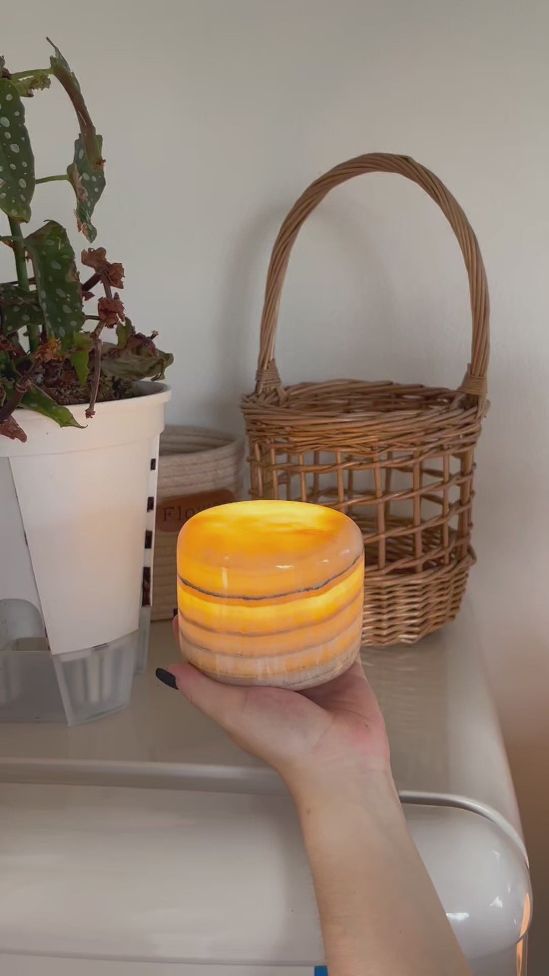 Decorative natural marble touch lamp for living spaces