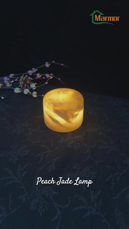 Natural Peach Jade Marble Touch Lamp