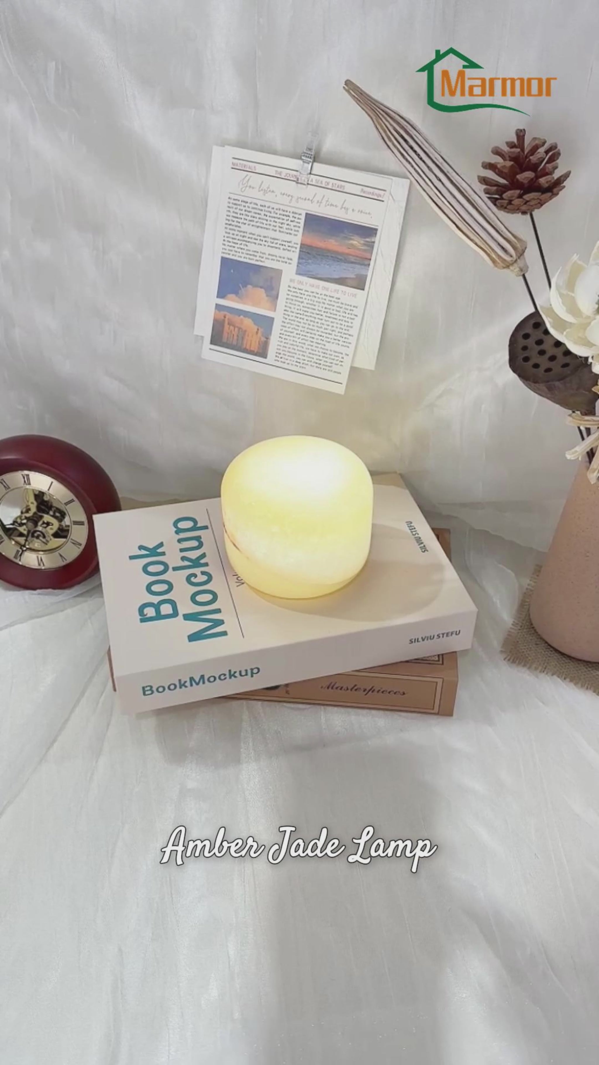 Amber jade marble touch lamp for elegant home interior