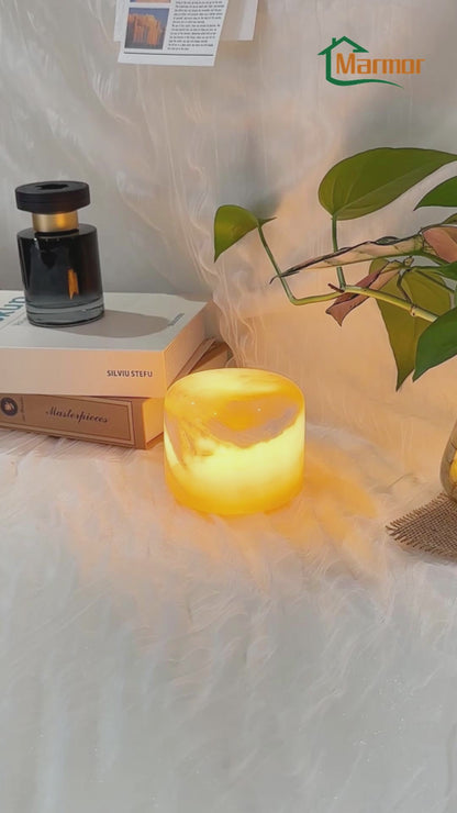 Natural Peach Jade Marble Touch Lamp