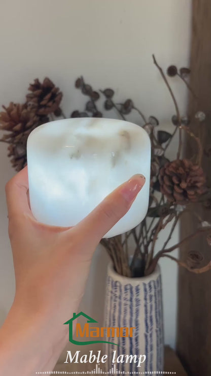 Natural Cloudy White Marble Touch Lamp